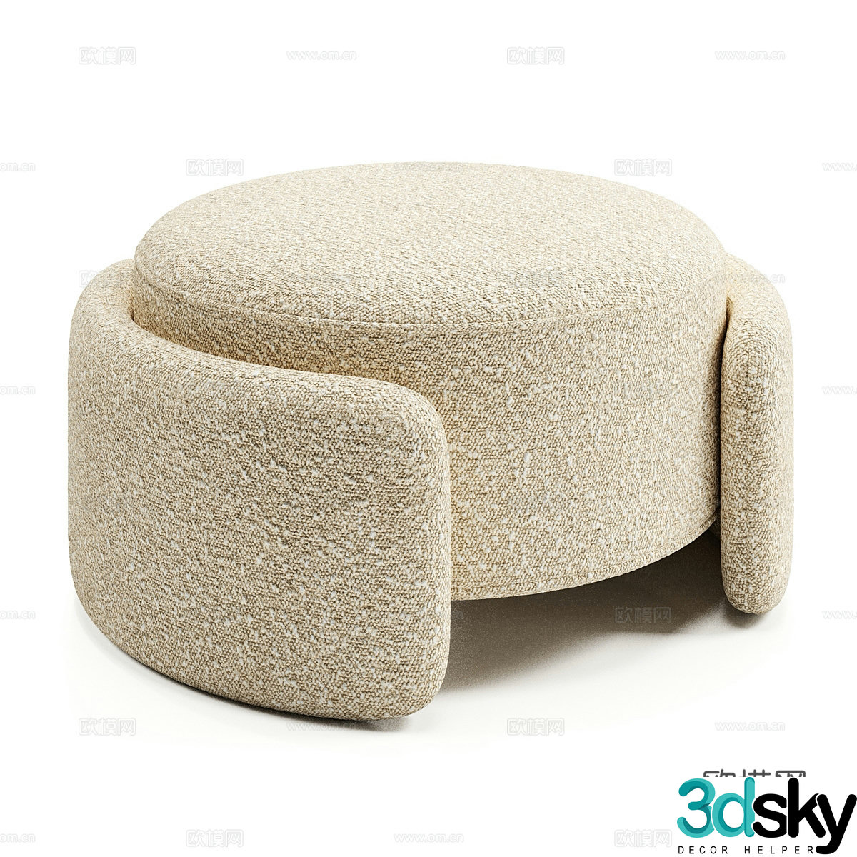 Cream style sofa stool round stool 3d model