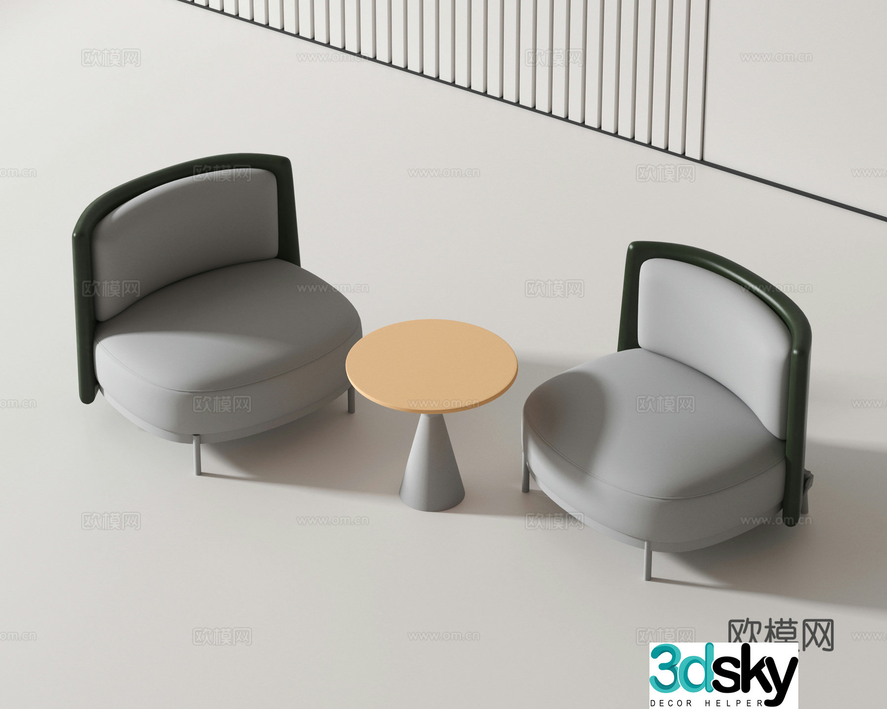 Modern leisure chair corner table 3d model