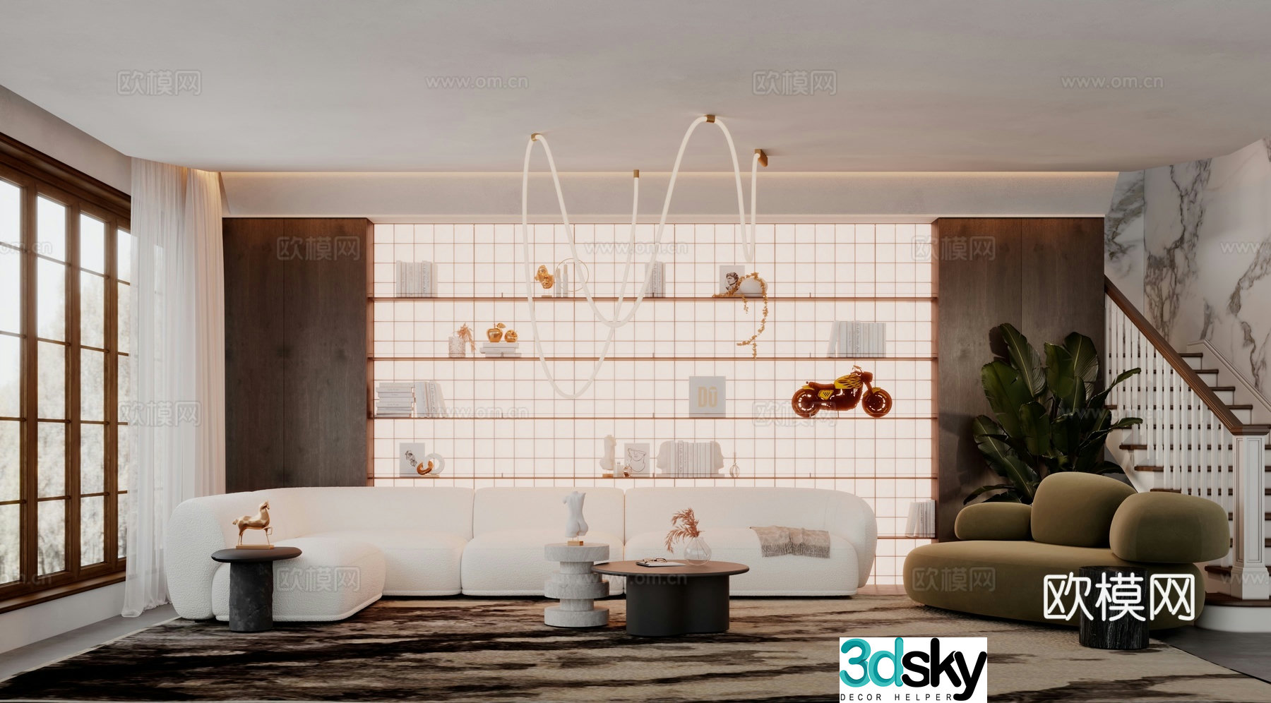 Light luxury living room 3D model
