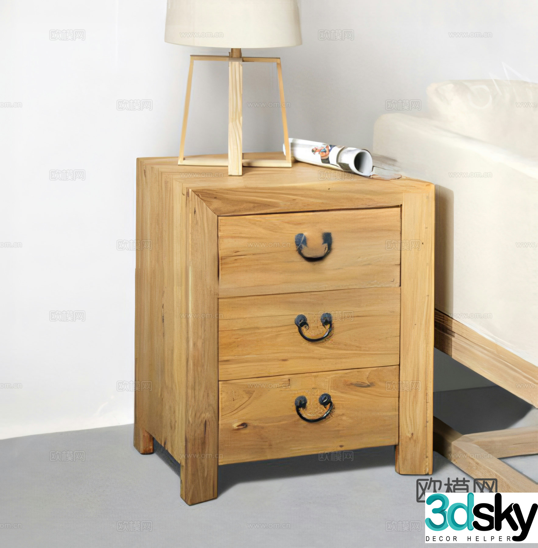 wabi-sabi bedside table 3d model