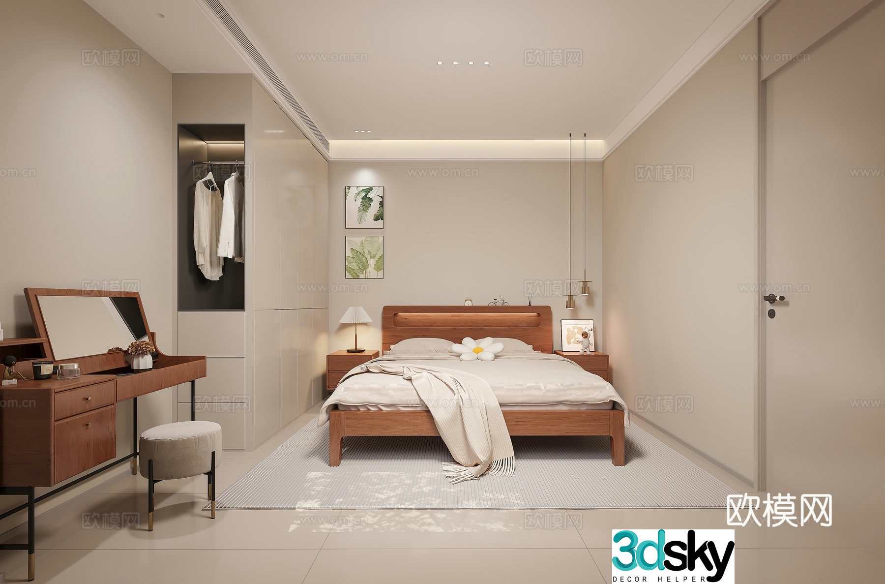 Nordic bedroom master bedroom 3d model