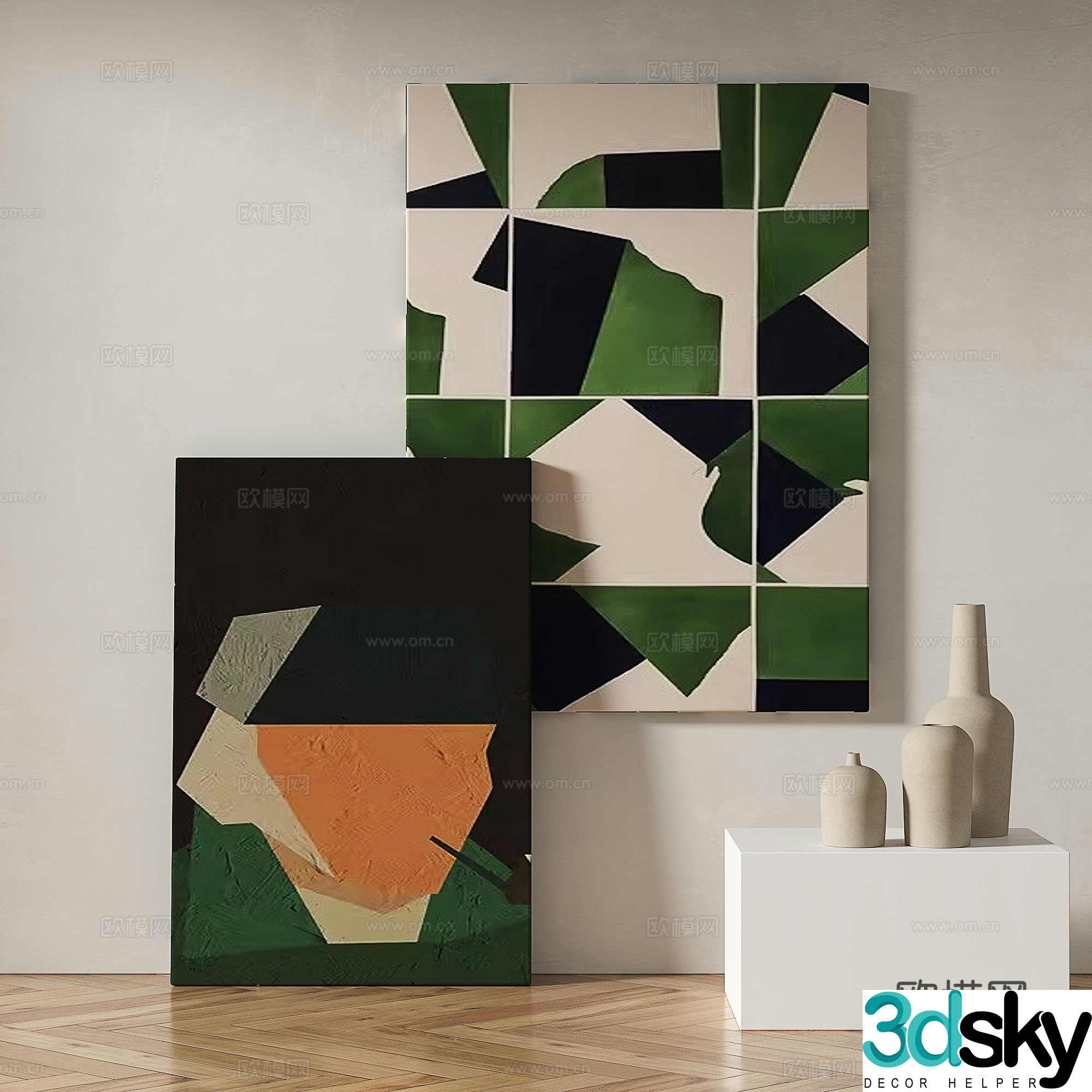 Modern abstract painting decorative painting 3d model