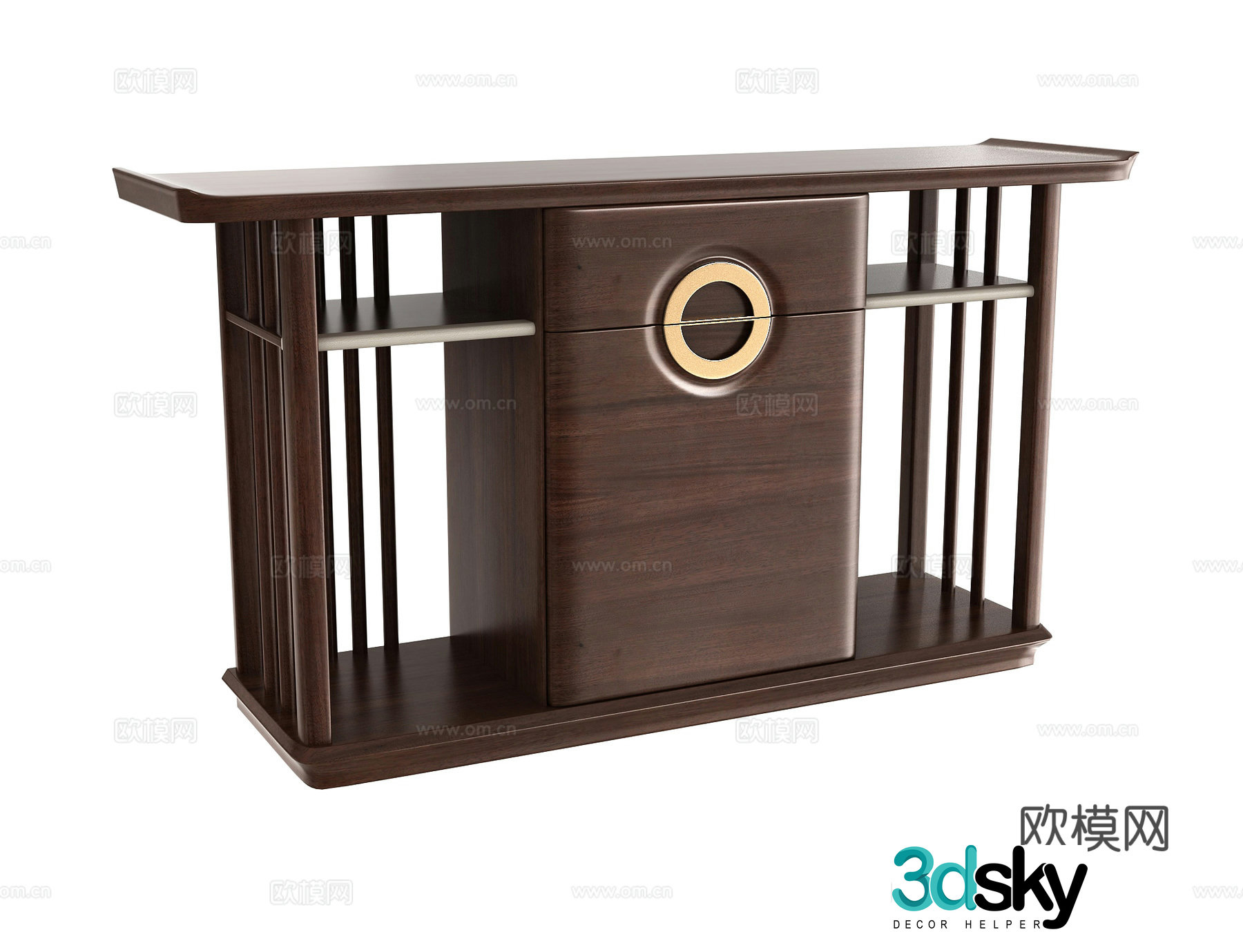 New Chinese-style end view terrace and entrance terrace 3D model