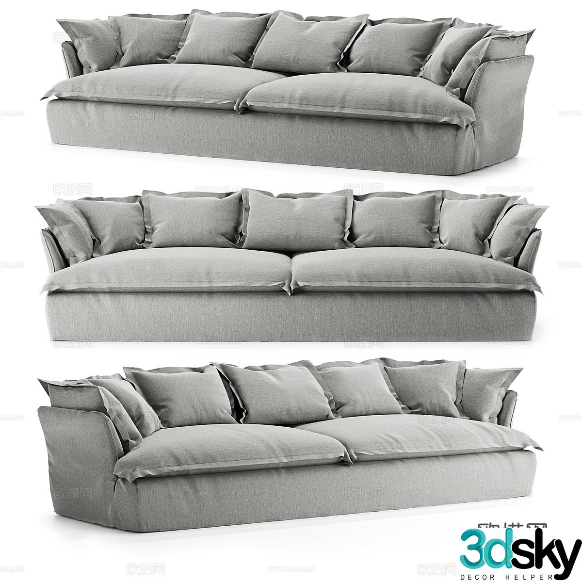Modern multi-seater sofa 3d model