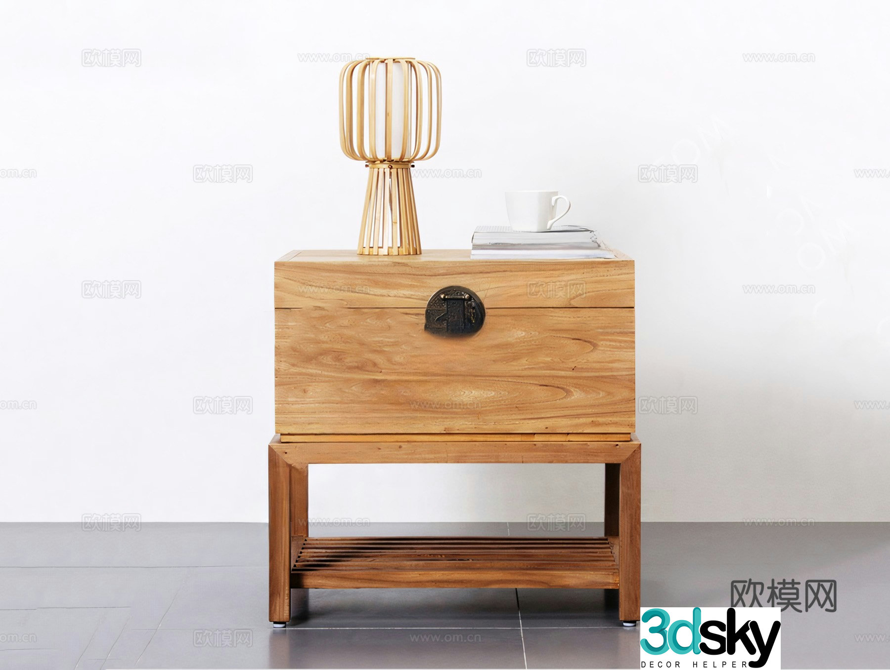 Log bedside table 3d model