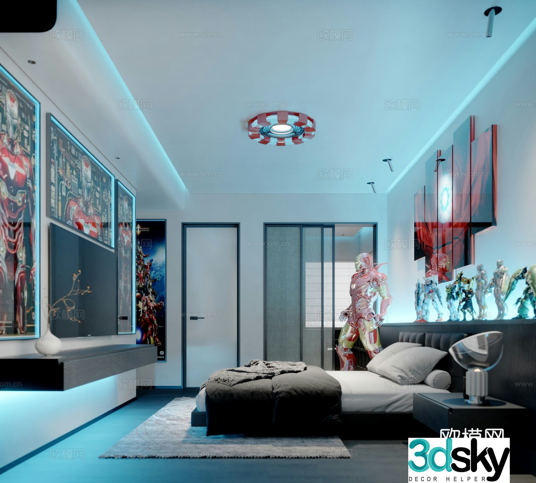 Modern Iron Man Bedroom Marvel Themed Bedroom 3D Model