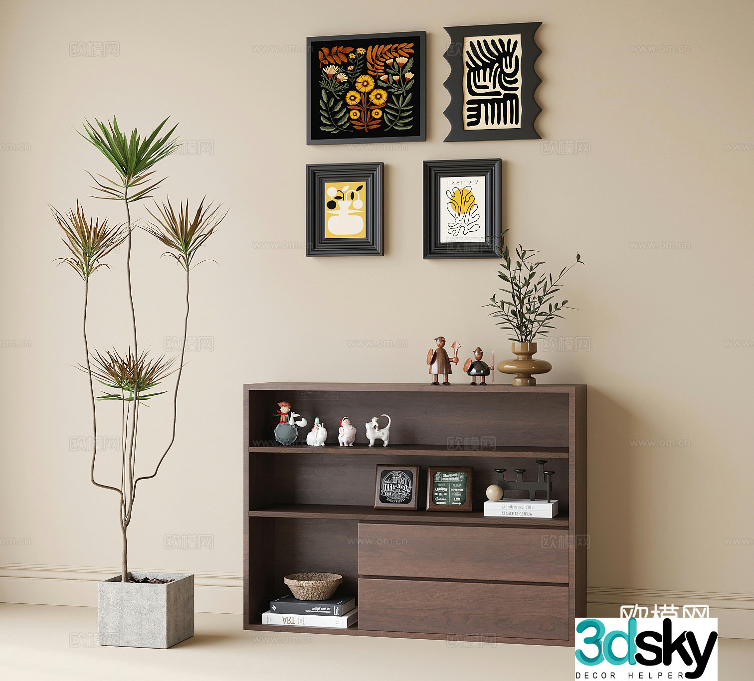 French bookcase low cabinet 3d model