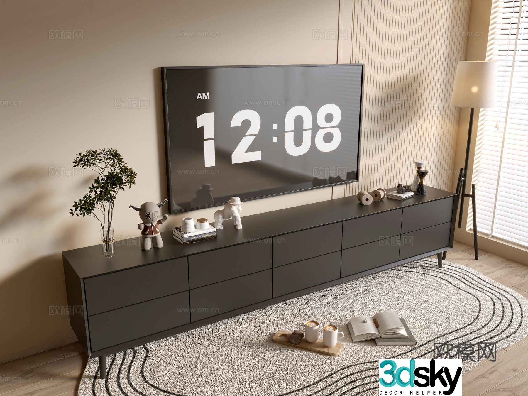 Modern black tv cabinet 3d model