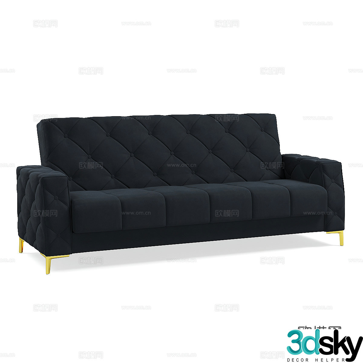 Simple European multi-person sofa living room sofa 3d model
