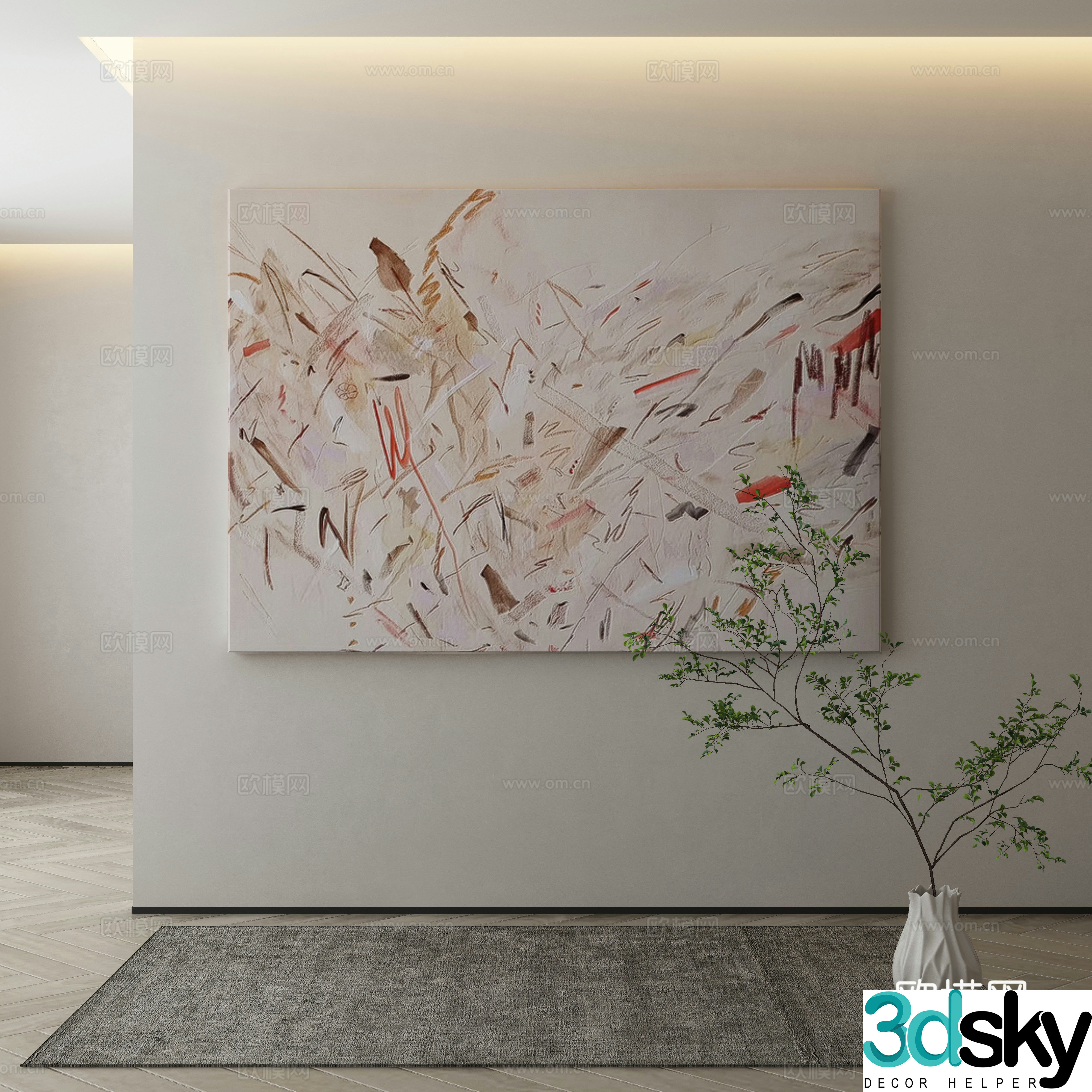 Modern texture painting decorative painting 3d model