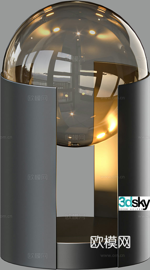 Modern glass table lamp 3d model