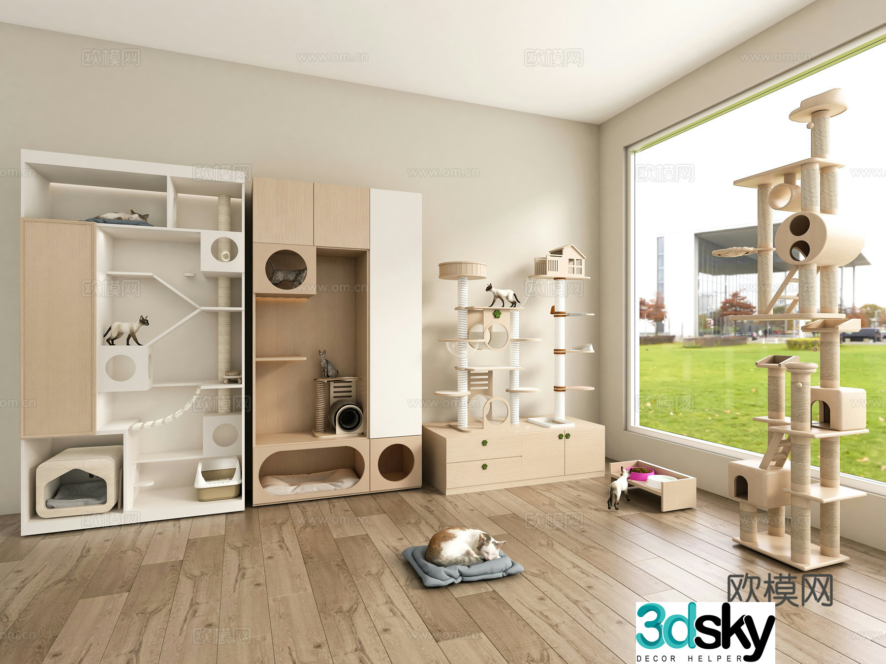 Cat climbing frame pet cabinet cattery cat nest 3D model