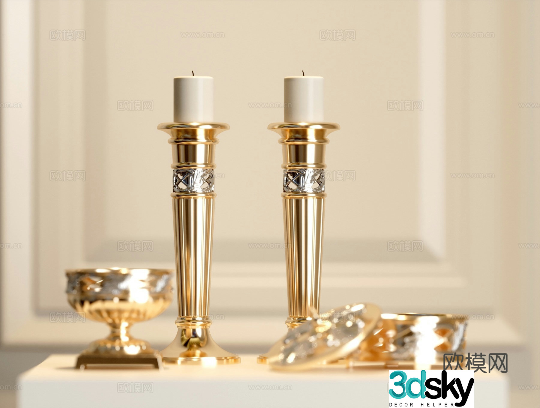 European candlestick 3d model