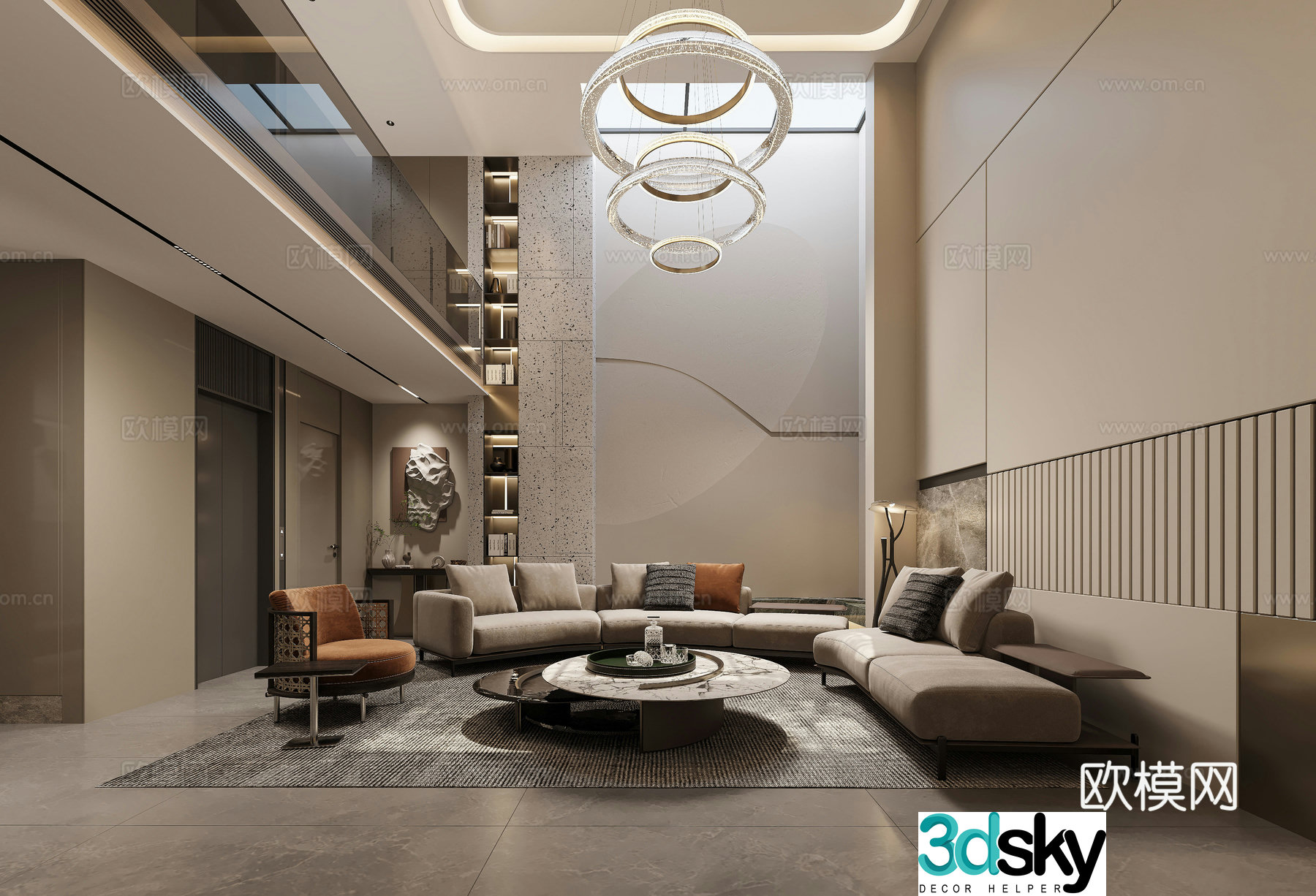 Modern villa living room 3d model