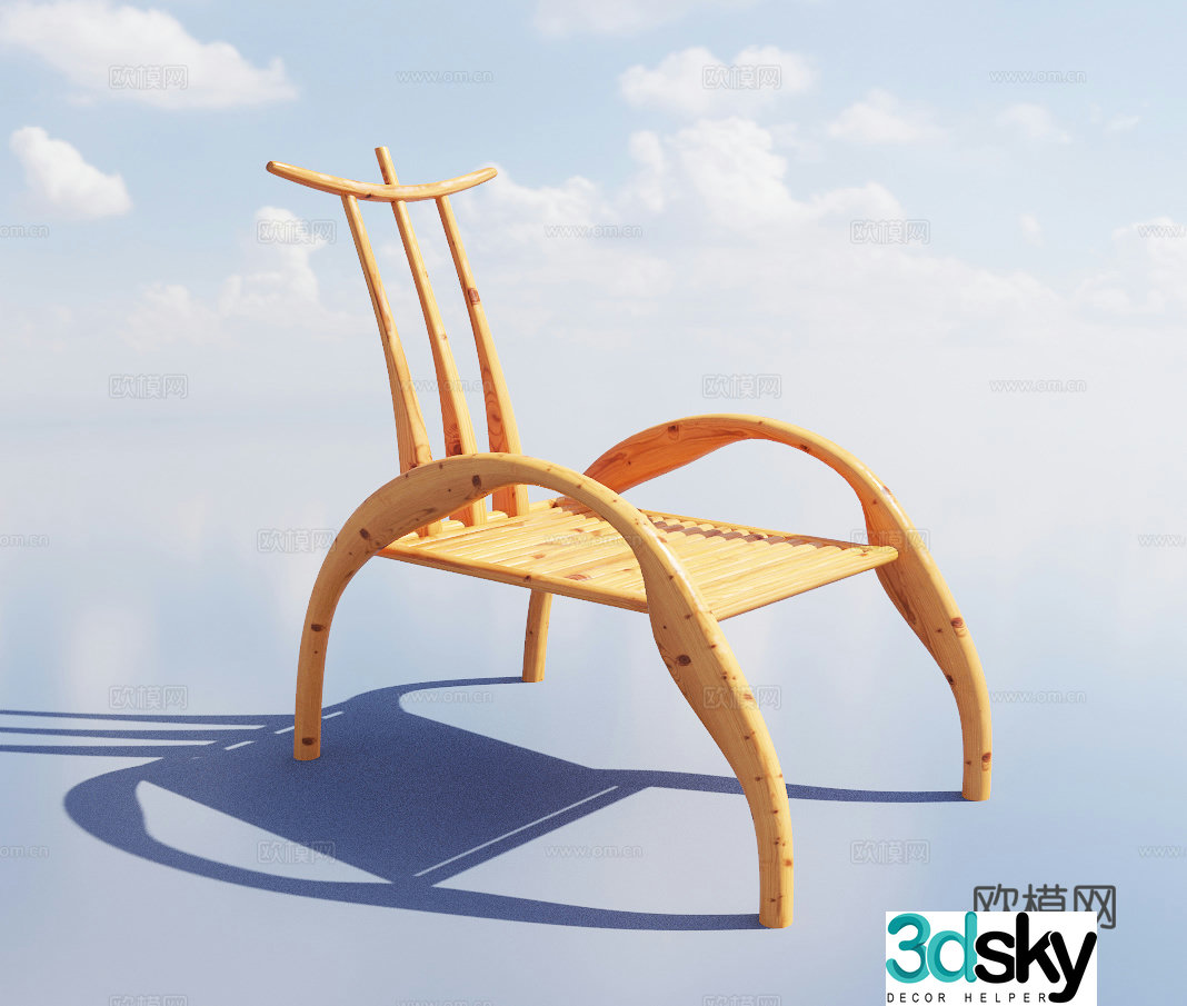 New Chinese style chair outdoor chair wooden chair 3d model