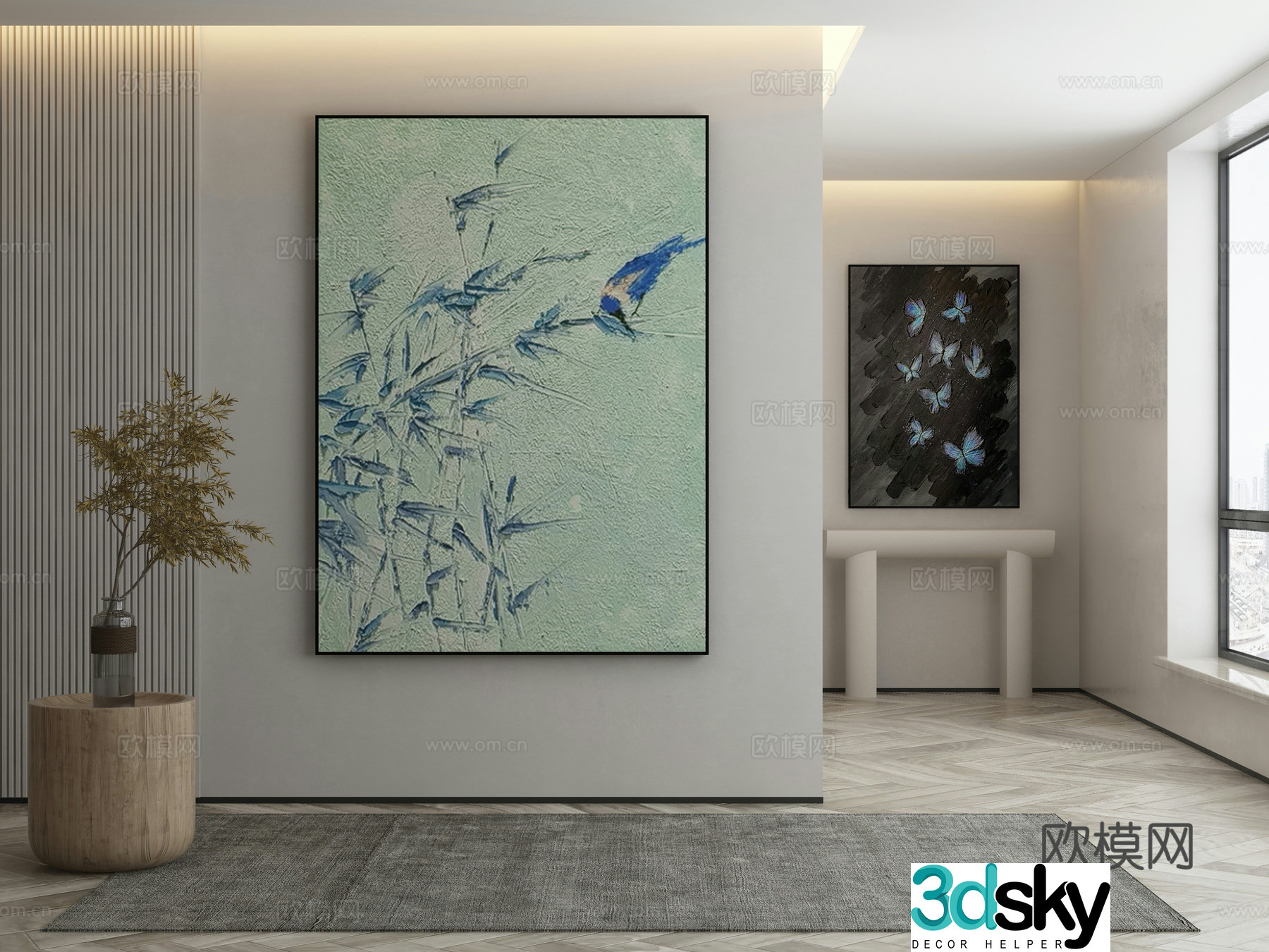 New Chinese texture painting decorative painting 3D model