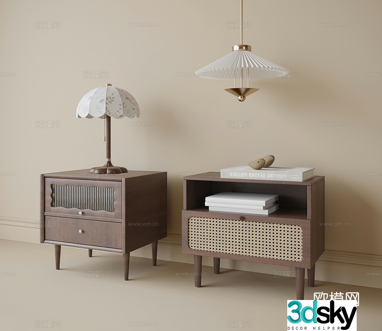Medieval style bedside table 3d model
