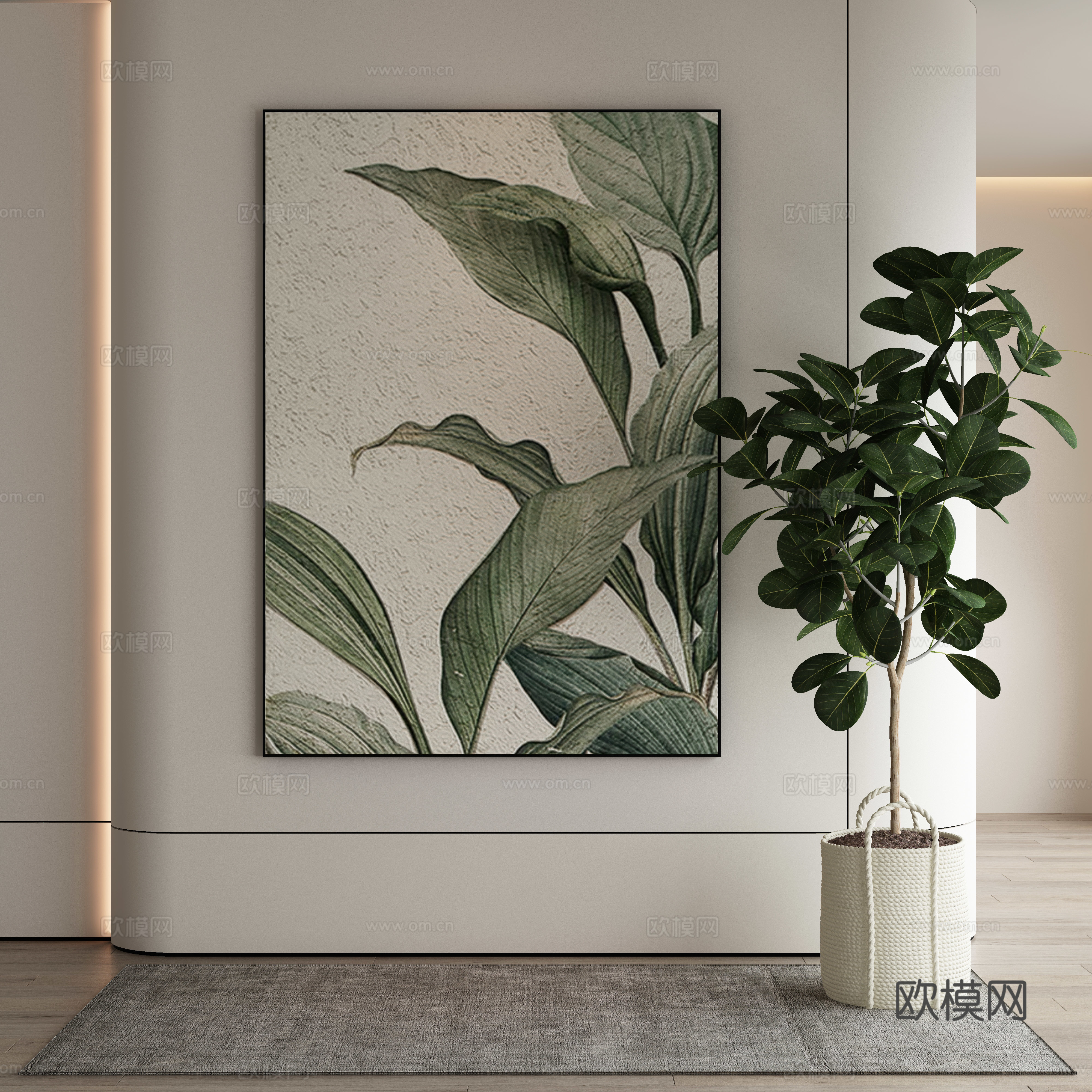 Modern botanical painting decorative painting 3d model
