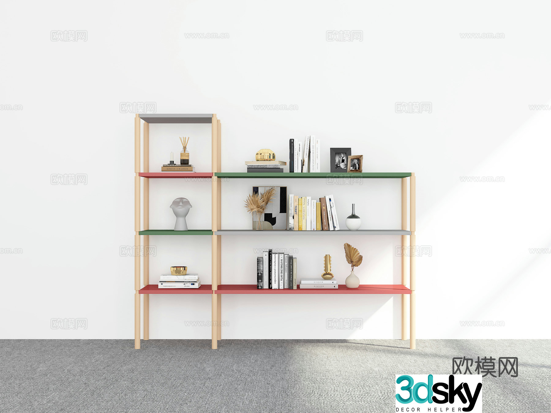 Modern bookshelf storage shelf bookcase 3d model