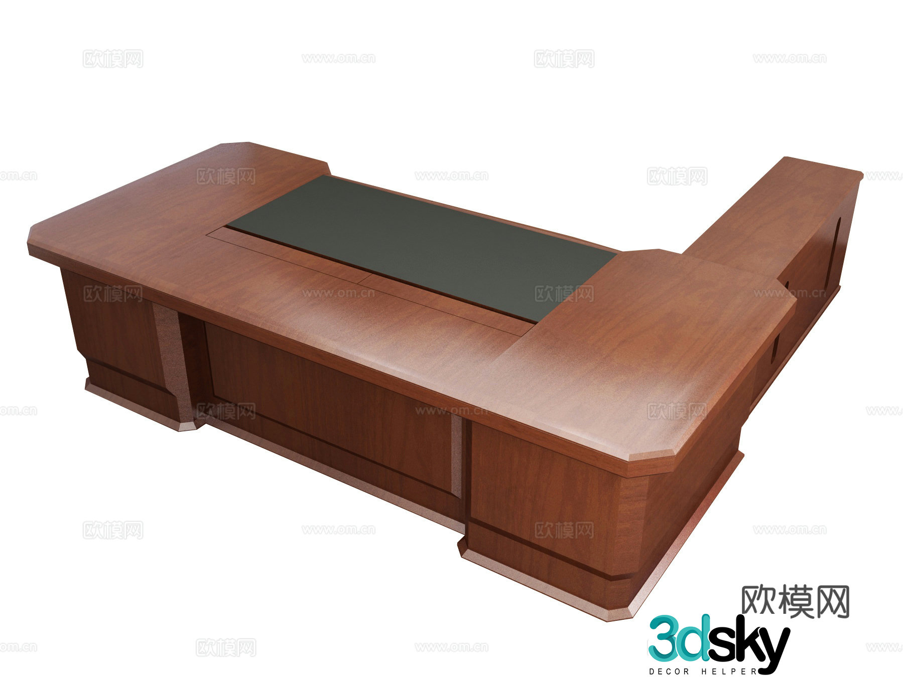 Modern solid wood executive desk 3D model
