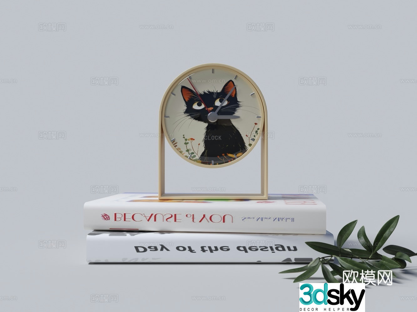 Modern desktop accessories books desk lamp 3d model