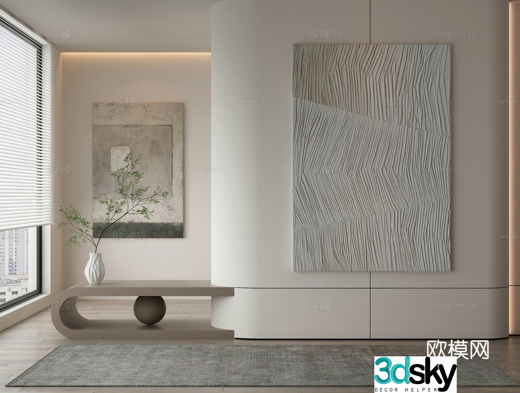 Modern texture painting decorative painting 3d model