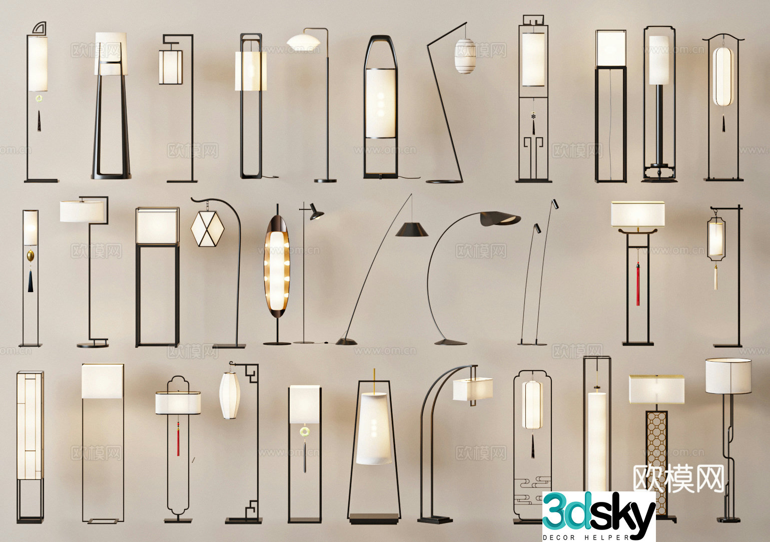 Chinese floor lamp art lamp 3d model