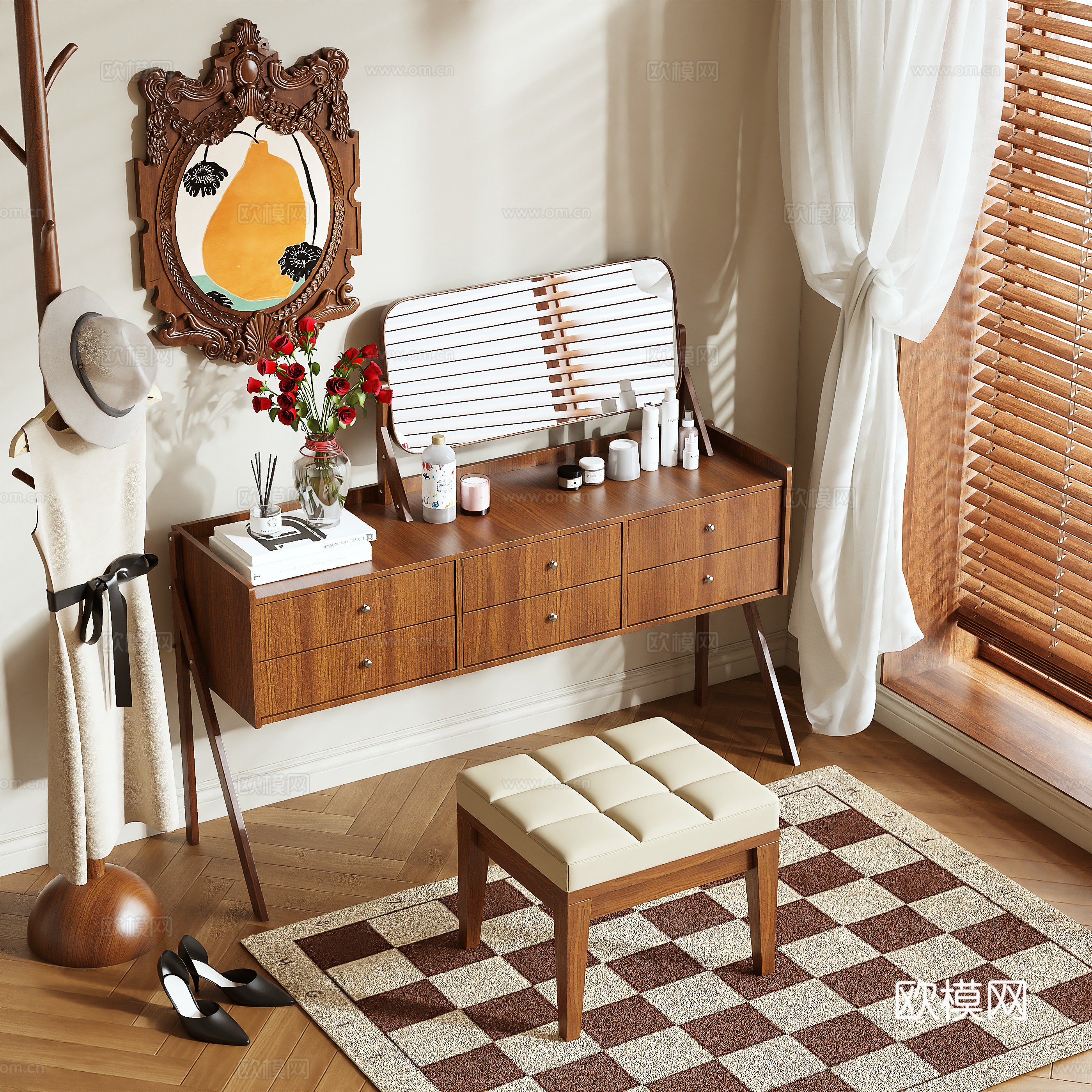 Medieval style dressing table 3d model