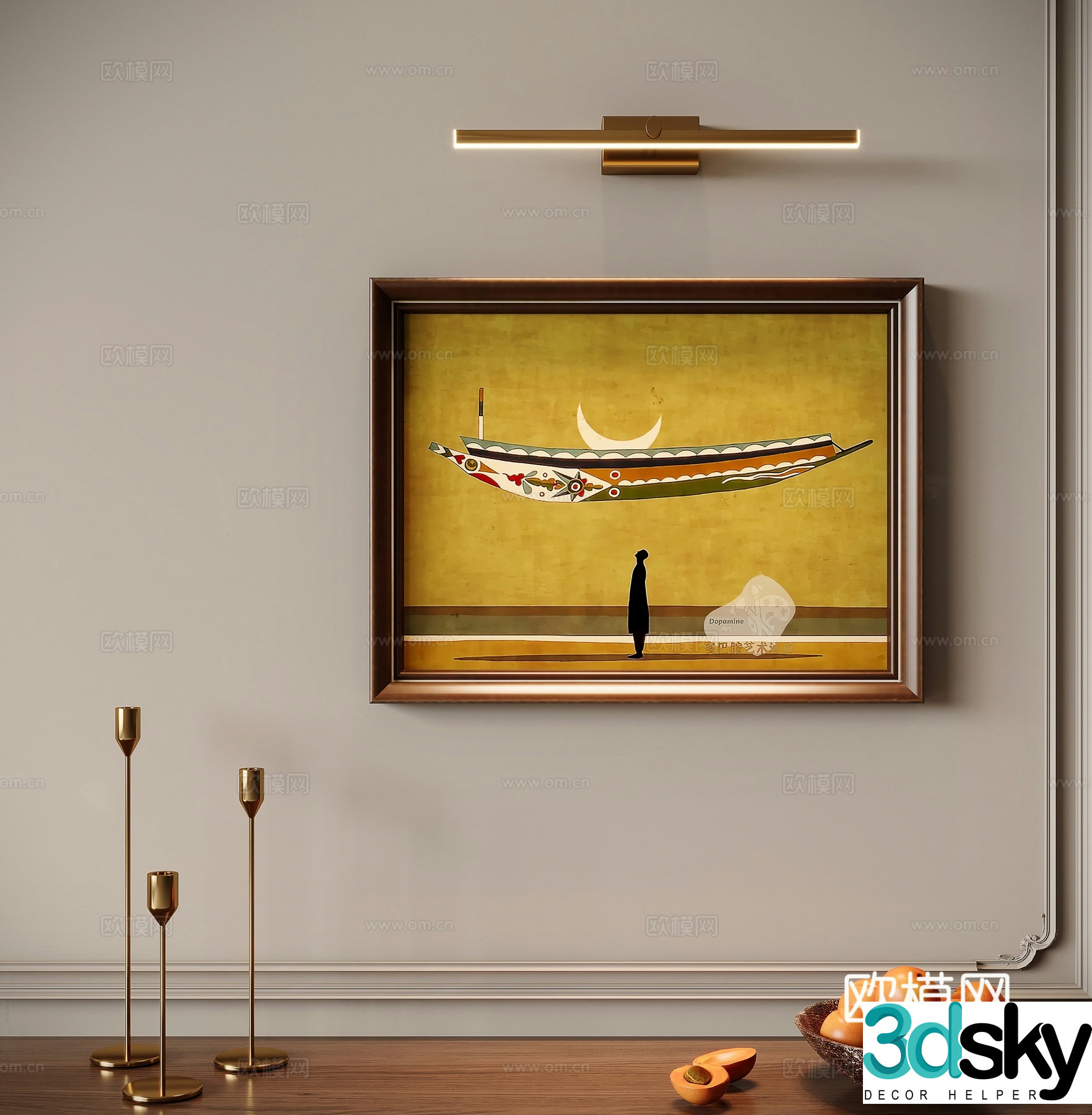 Medieval style hanging painting decorative painting 3d model