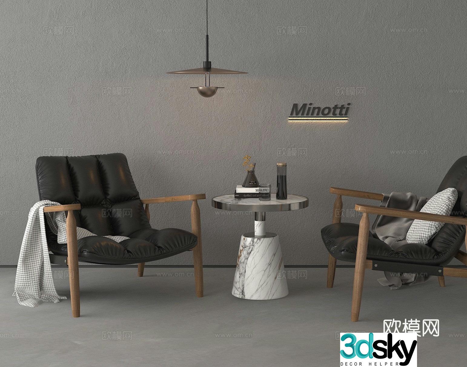 Leisure table and chairs 3d model