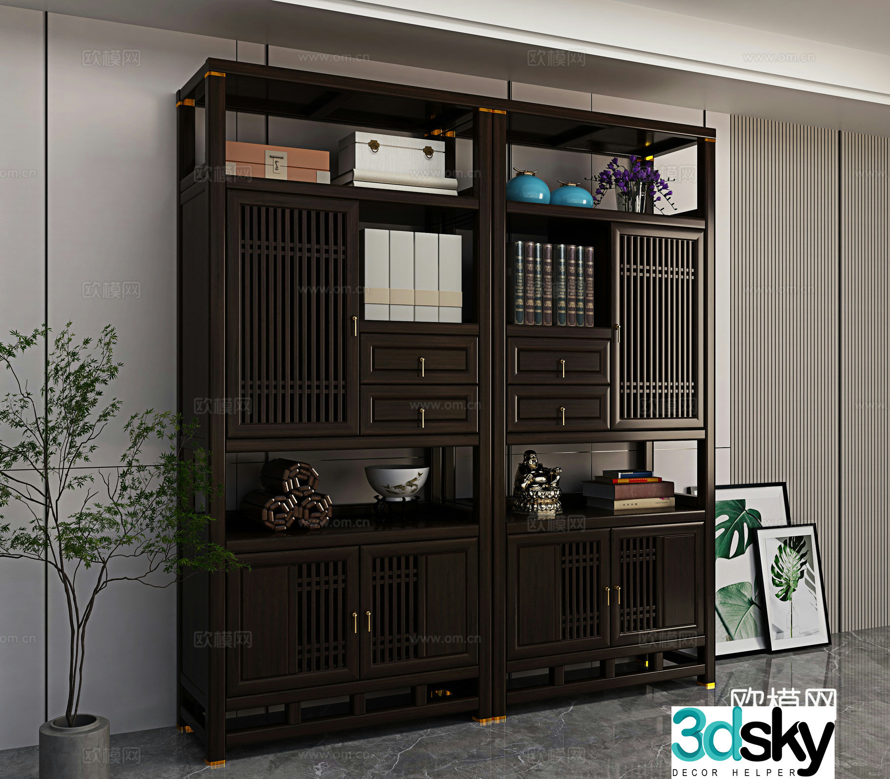 Chinese bookcase 3d model
