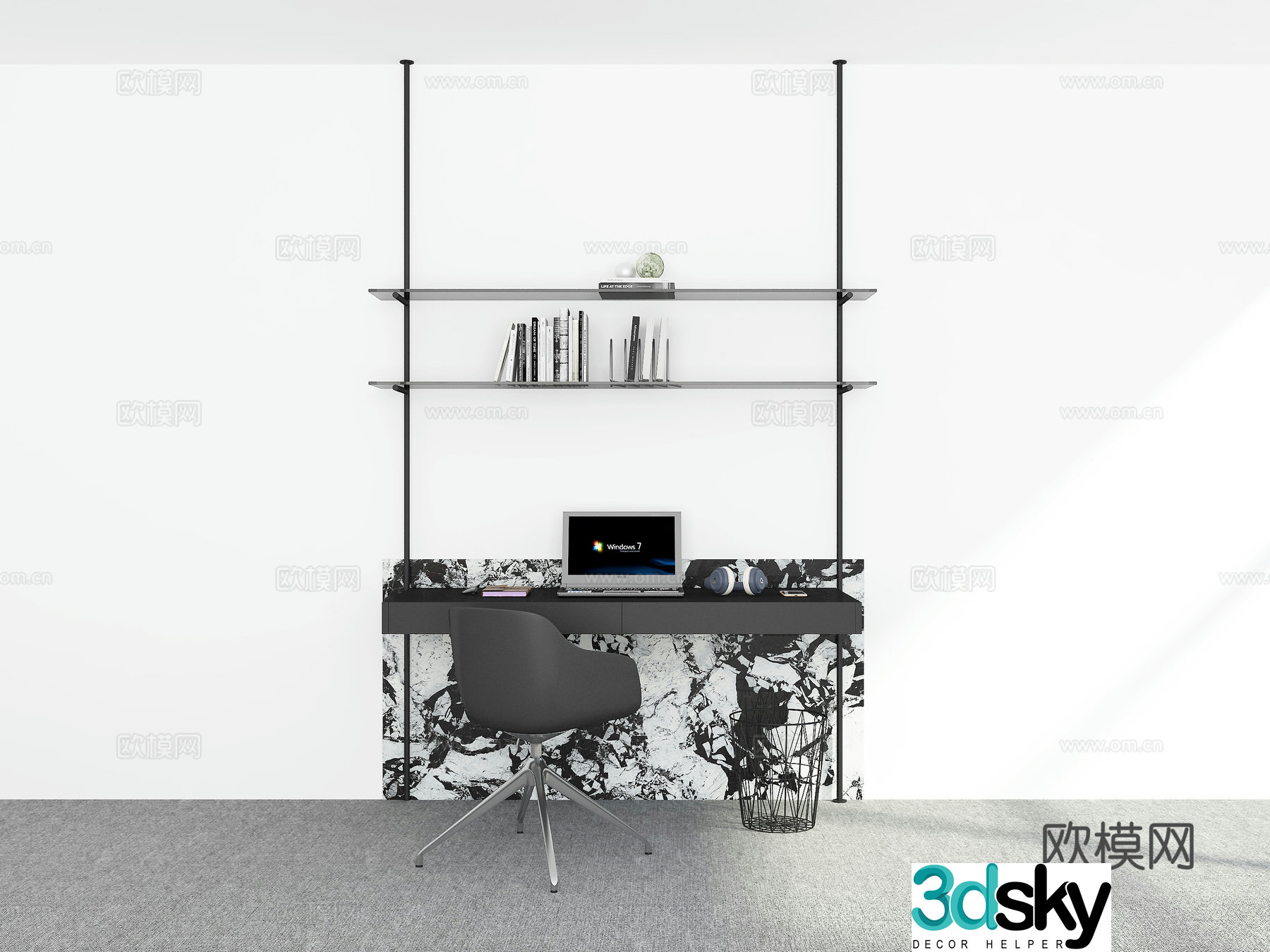 Modern desk study table 3d model