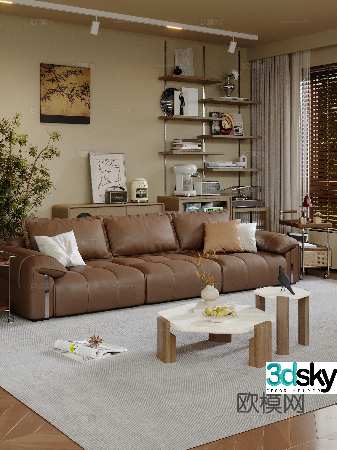 Medieval style three-person sofa 3D model