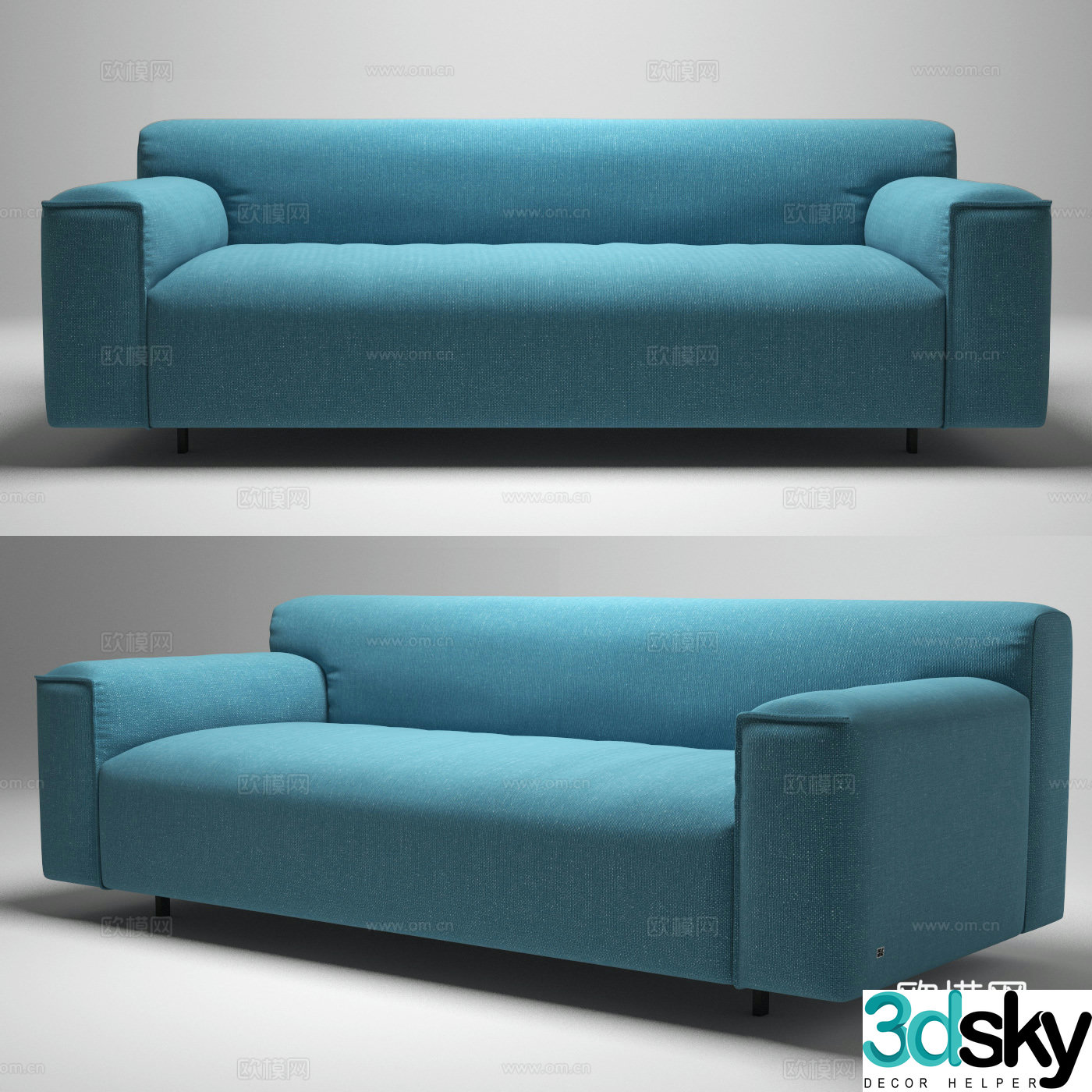 Modern double sofa minimalist sofa 3d model