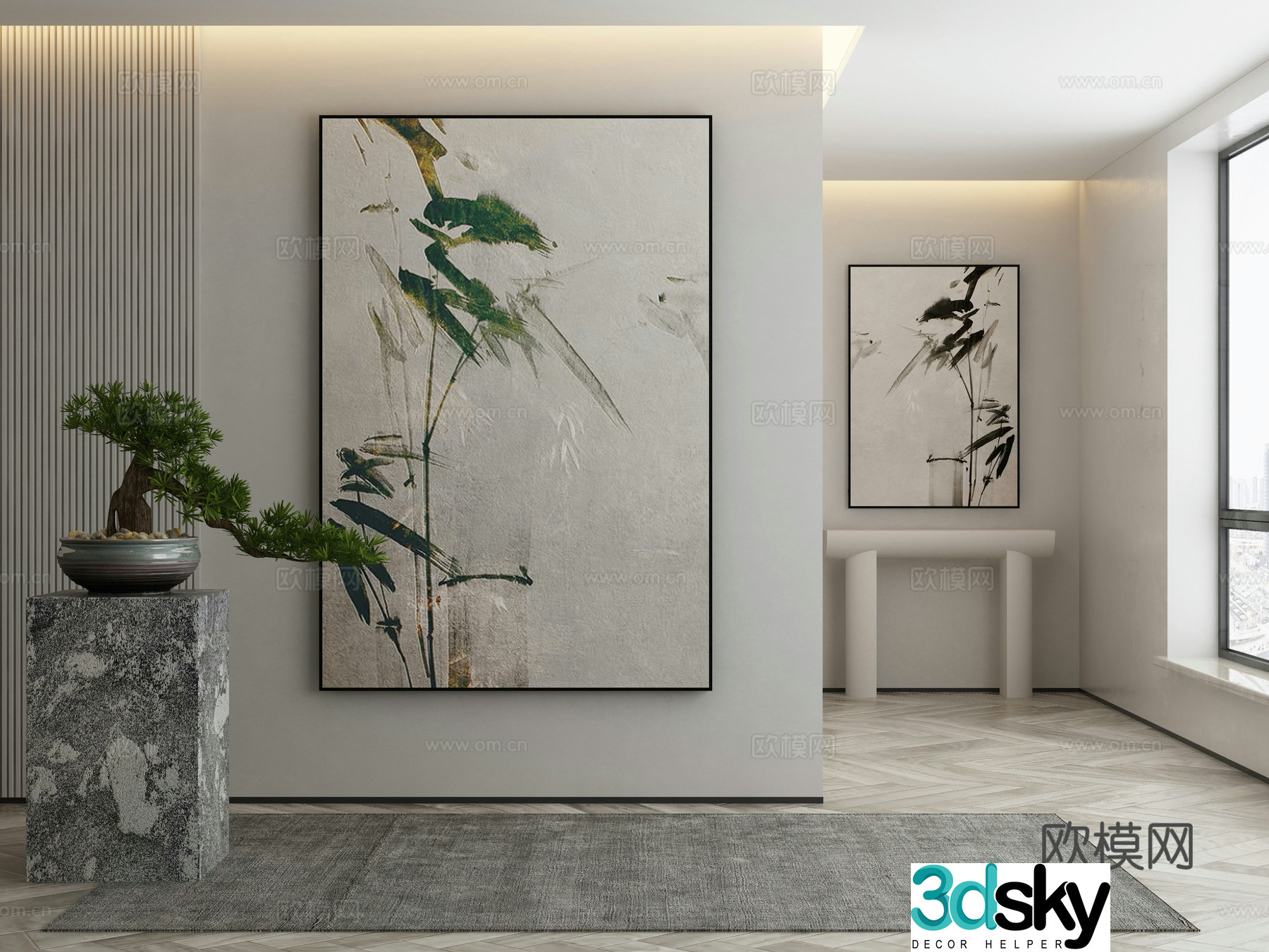New Chinese style ink painting decorative painting 3D model