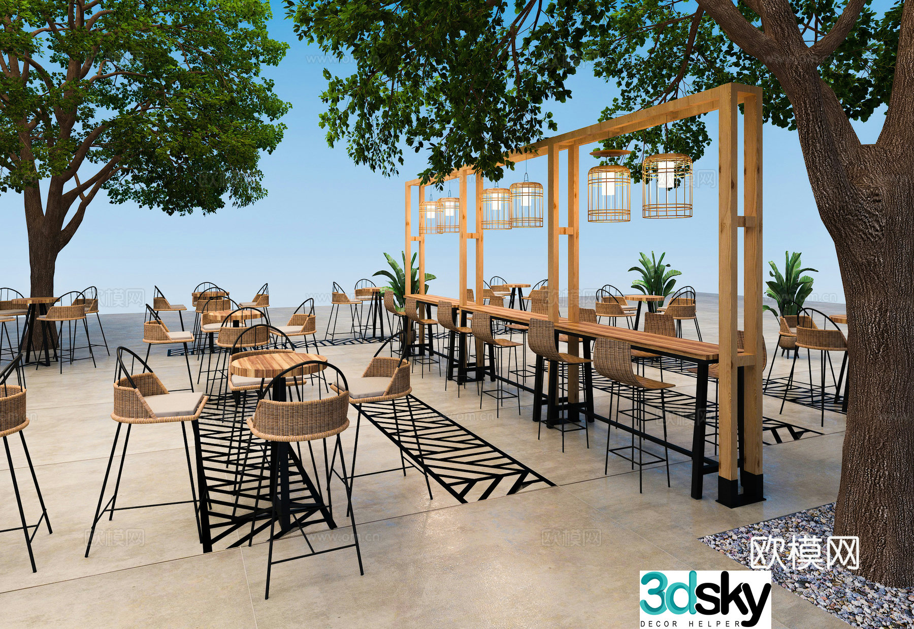 Modern commercial exterior outdoor tables and chairs coffee tables and chairs 3D model