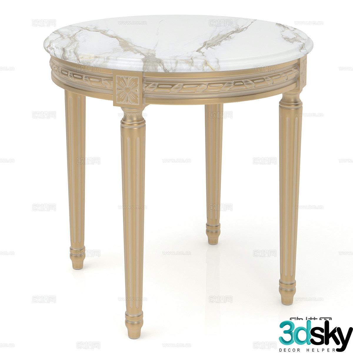 French round table side table 3d model