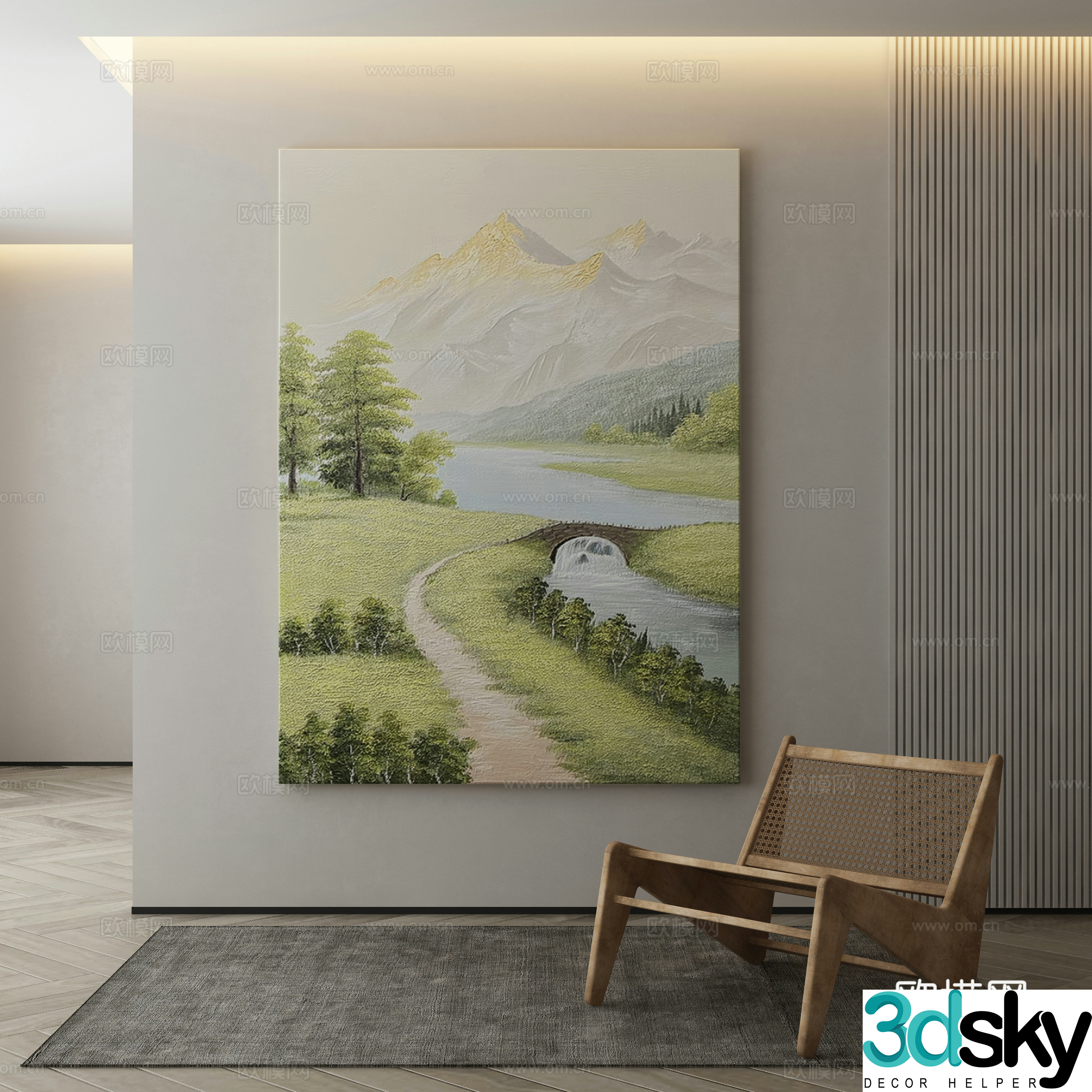 Modern landscape painting decorative painting 3d model