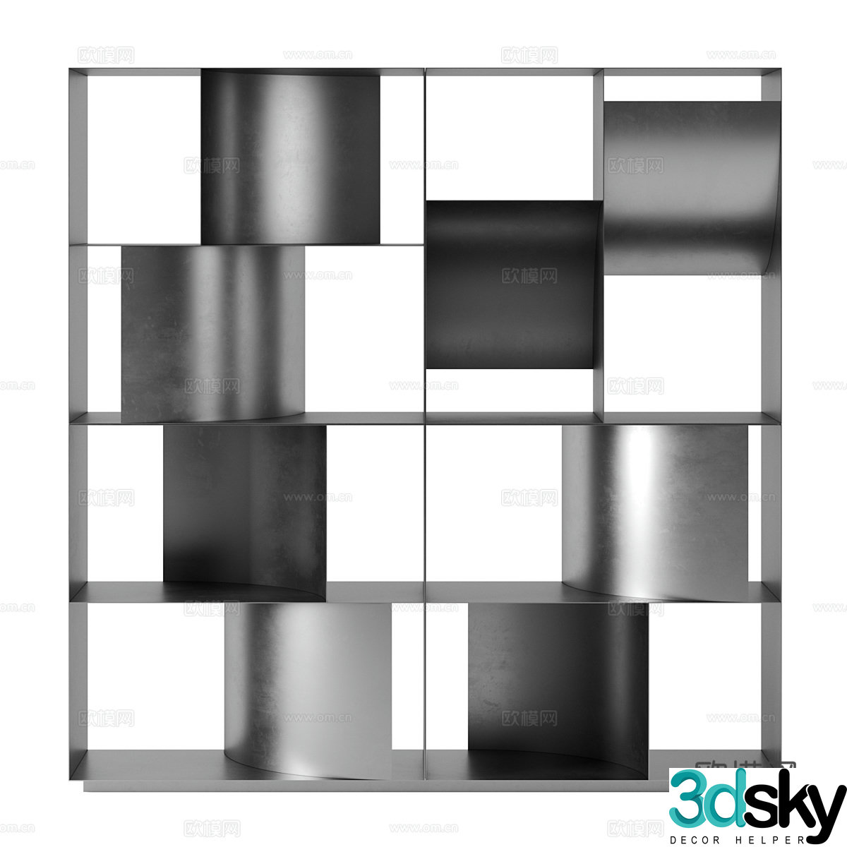Italian bookshelf storage rack 3d model