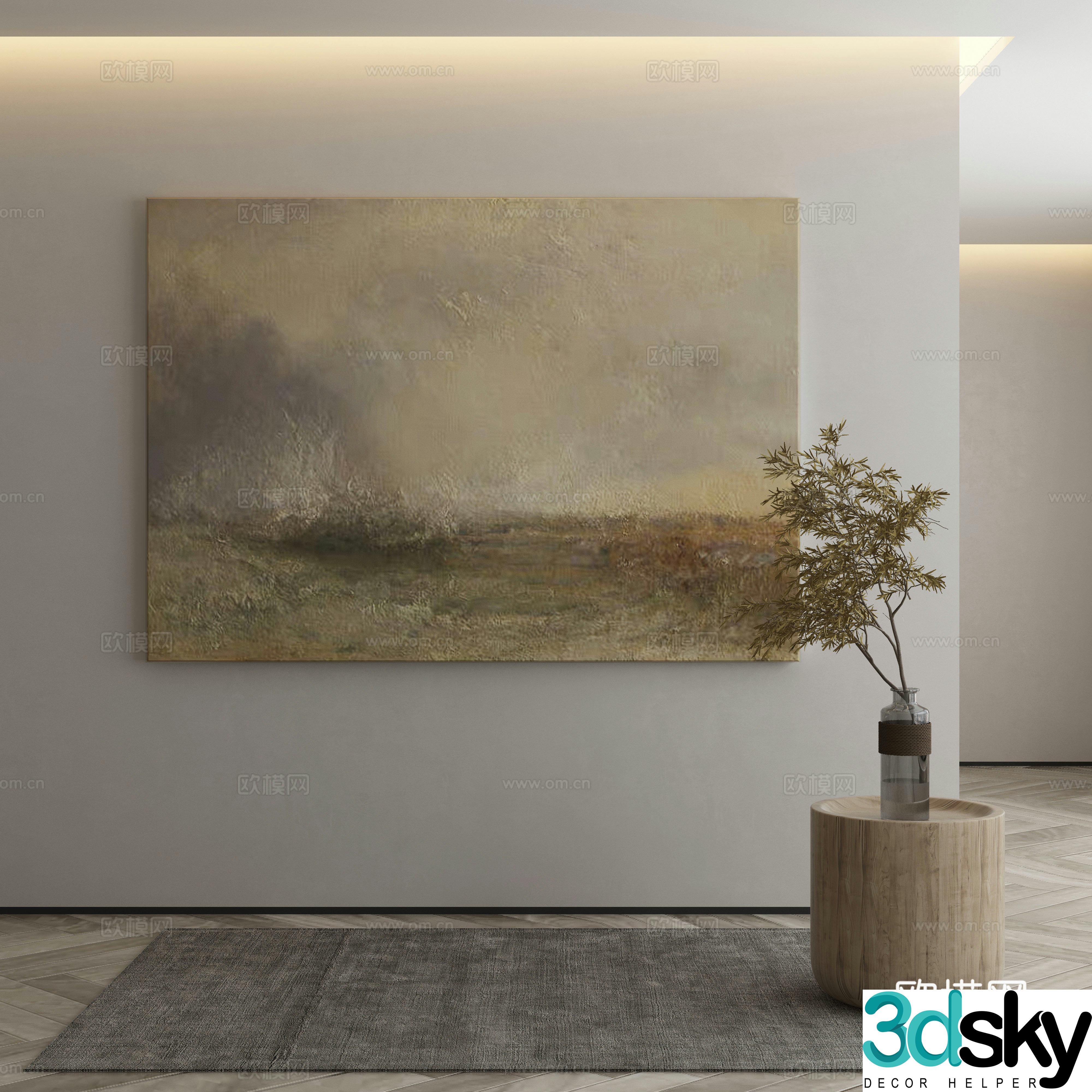 Modern texture painting decorative painting 3d model
