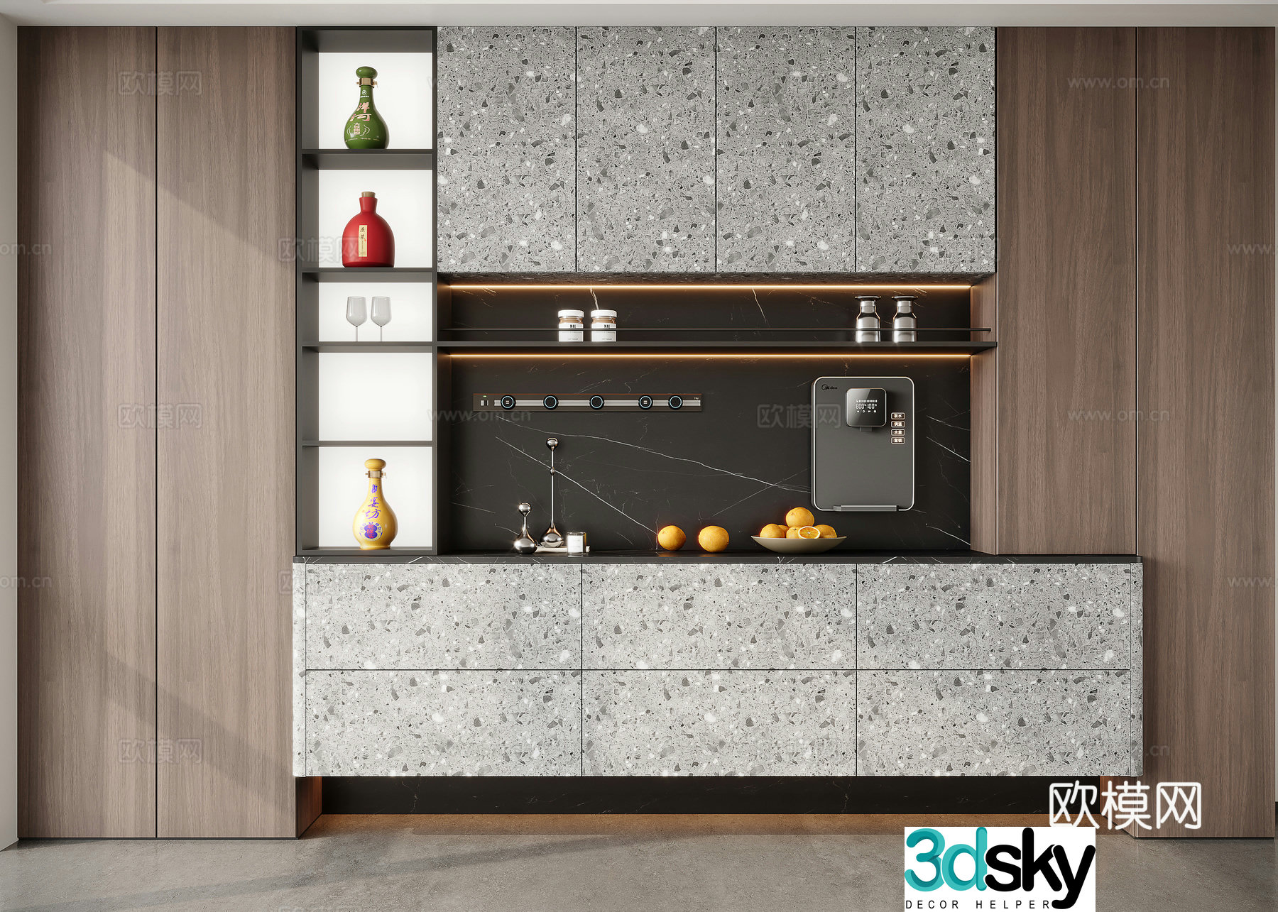 Italian wine cabinet sideboard 3d model