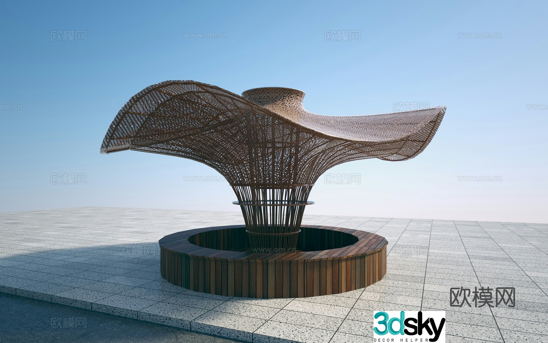 Modern outdoor chair shaped chair installation 3d model