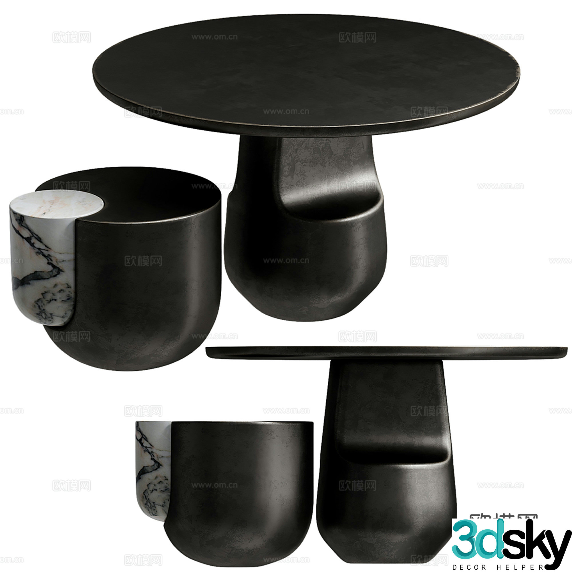 Medieval style mother-in-law coffee table 3D model