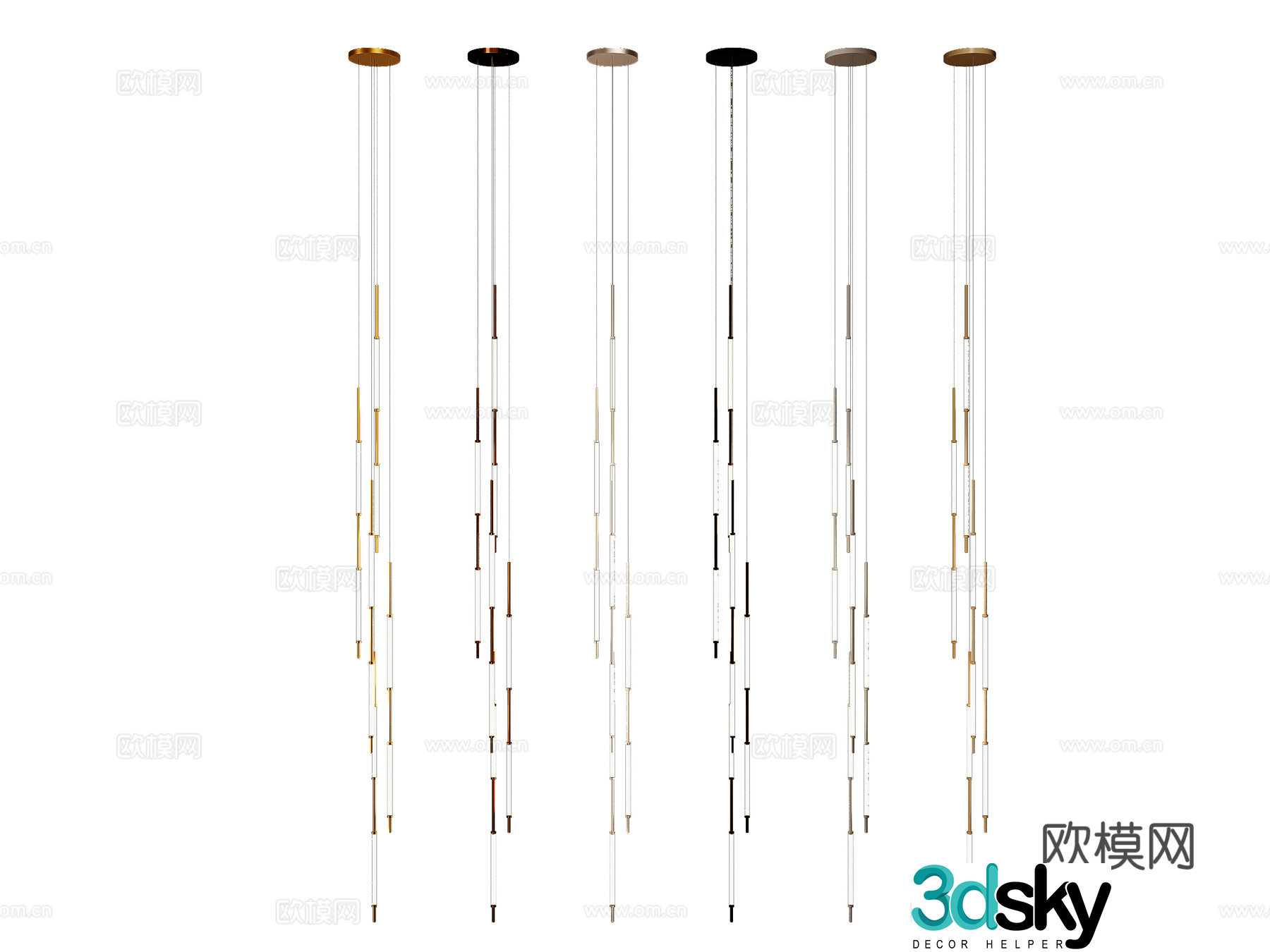 Light luxury small chandelier strip chandelier 3D model