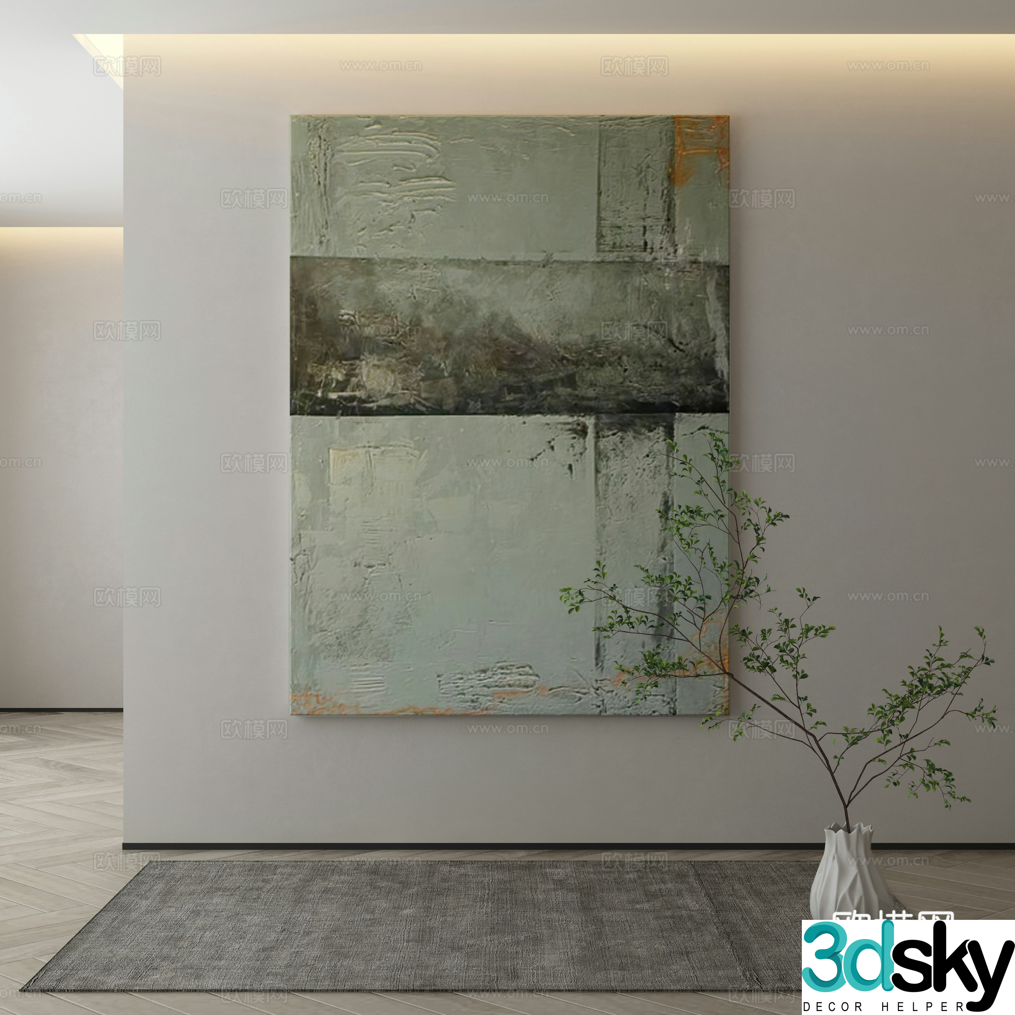 Modern texture painting decorative painting 3d model