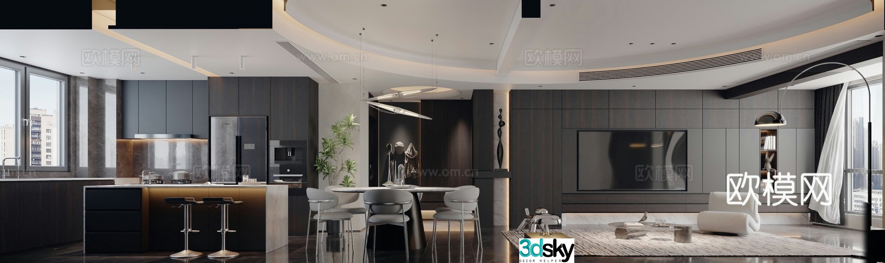 Modern guest restaurant 3d model