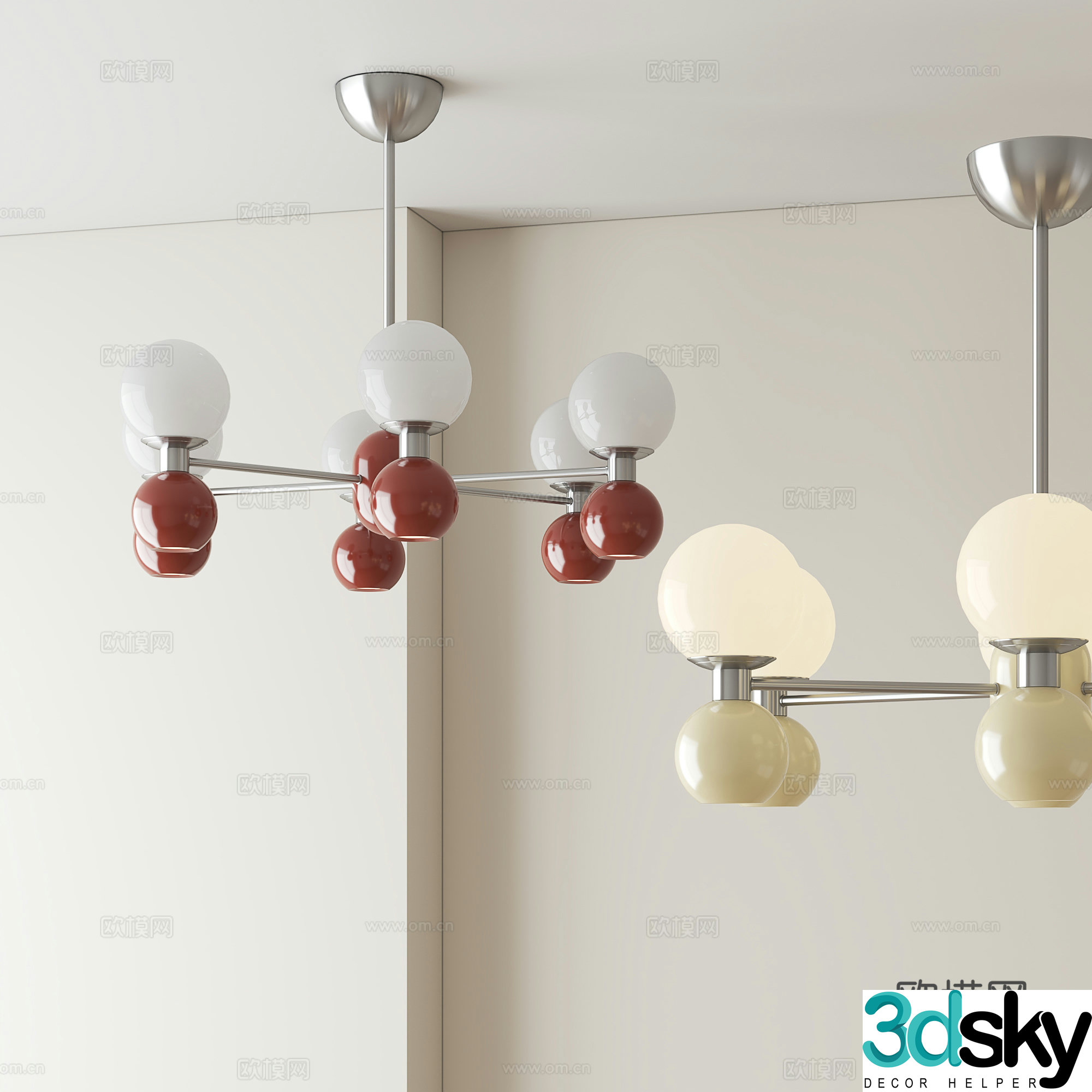 Cream style chandelier hall chandelier 3d model