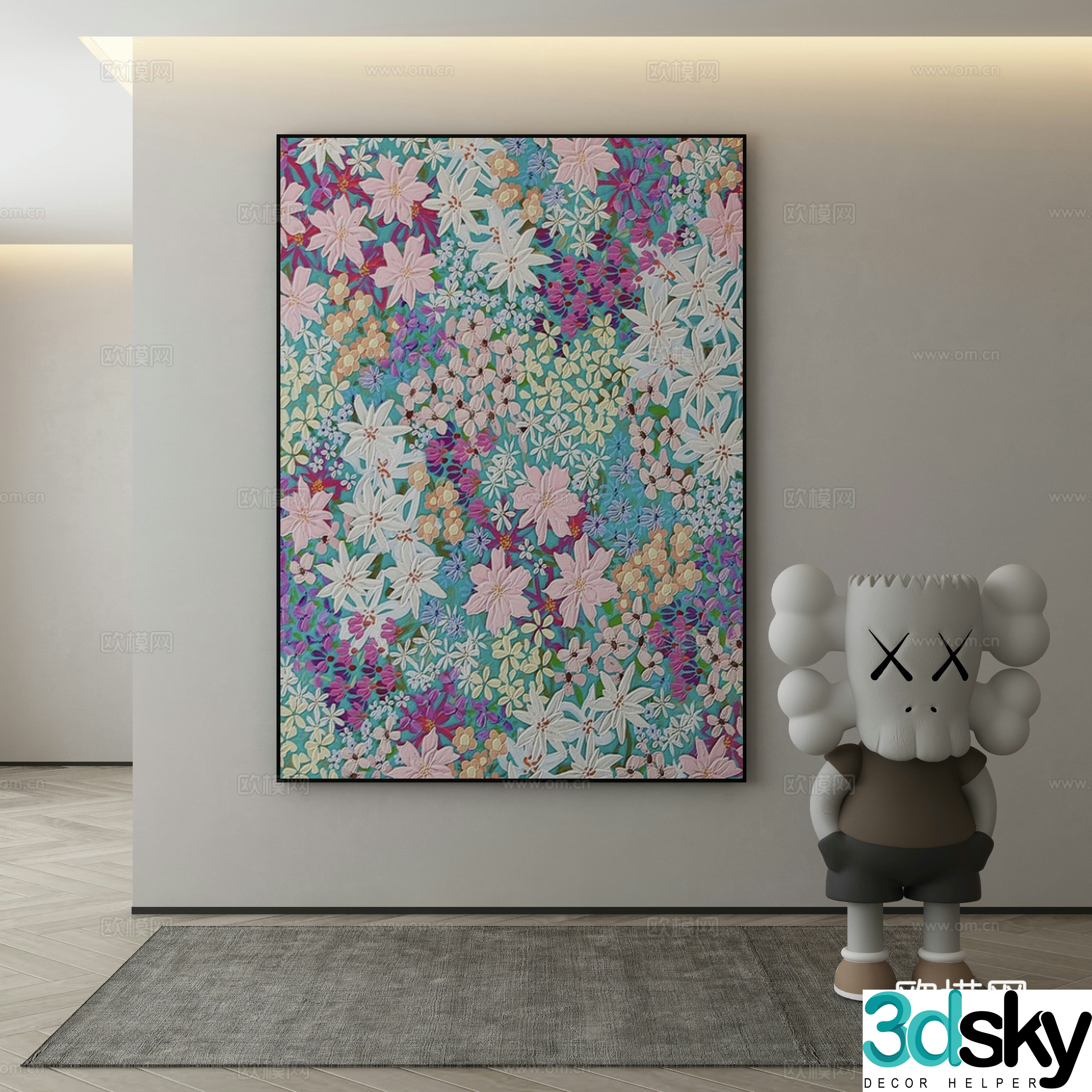 Modern flower painting decorative painting 3d model