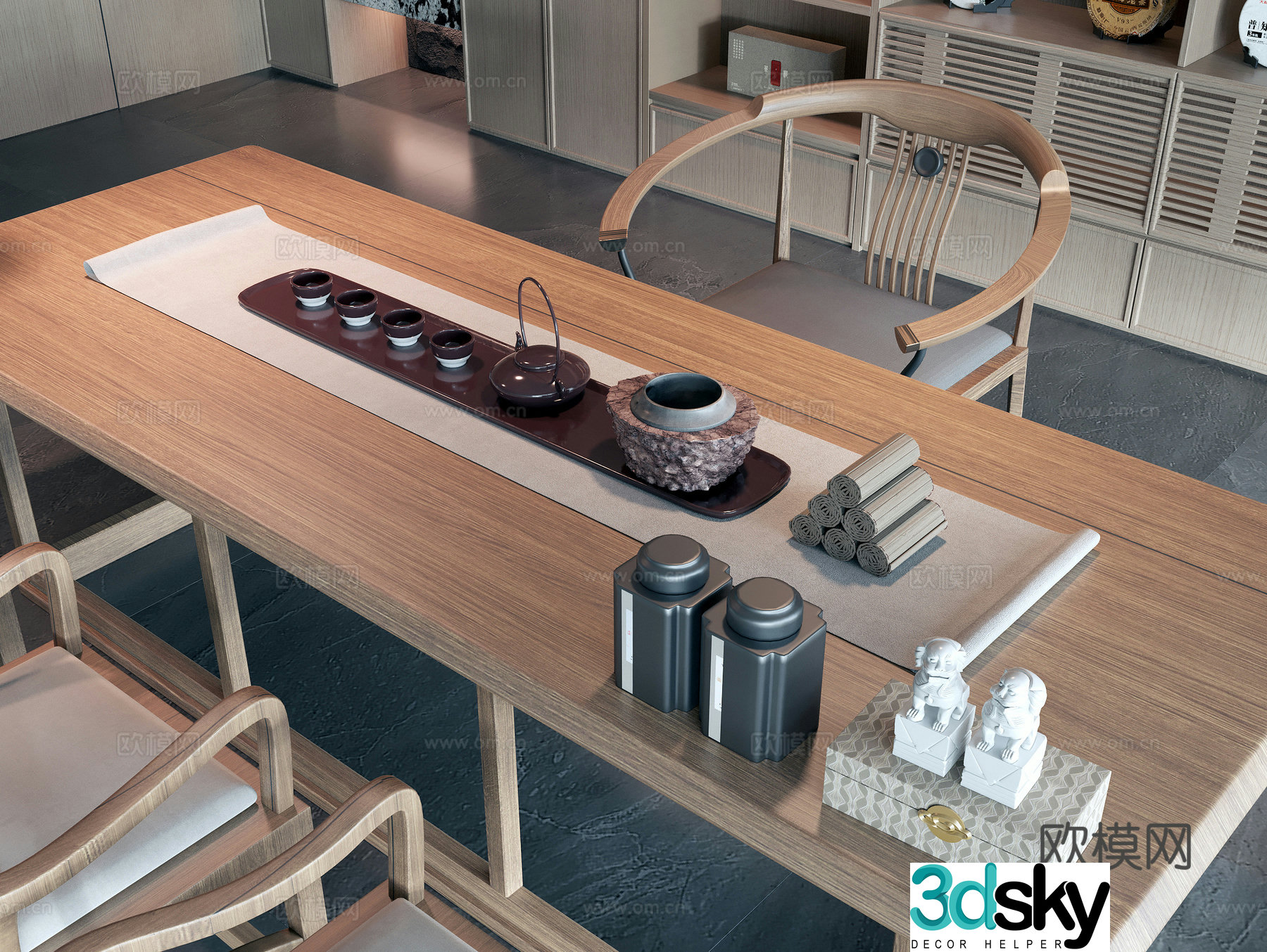 New Chinese style tea table tea table 3d model