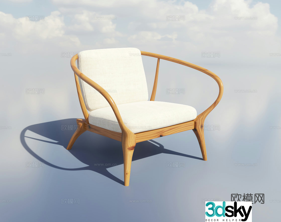 New Chinese style armchair leisure chair solid wood chair 3d model